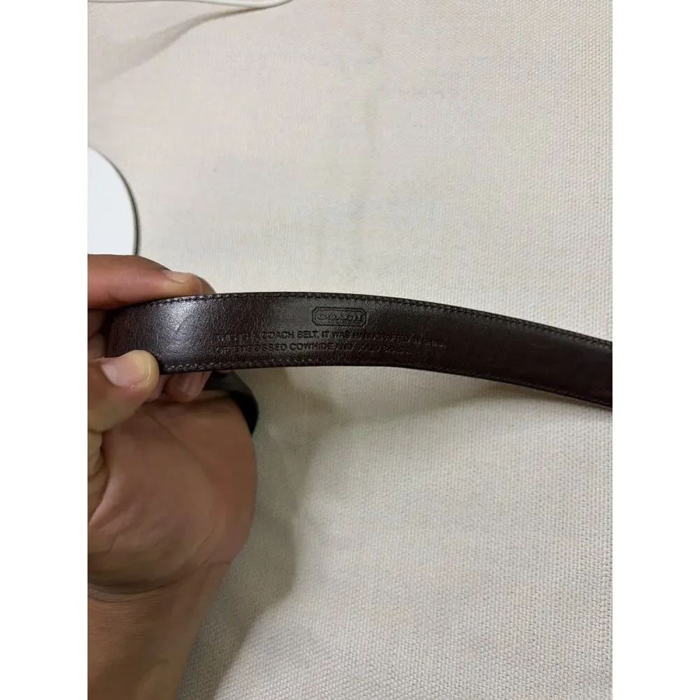 VTG. Coach Belt Men’s XL Brown Leather Silver-Tone Brass Buckle 3926 Y2K Classic